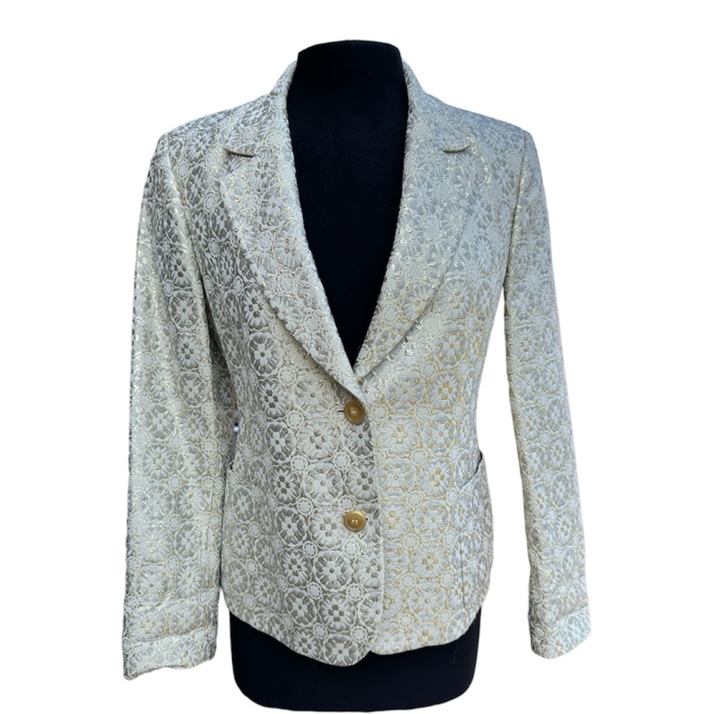 Michael Kors Collection Italy Floral Print Metallic Blazer New Size 8